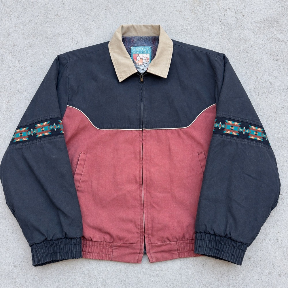 Canyon Guide Outfitters XL Vintage Western Bomber Aztec Jacket Southwestern USA